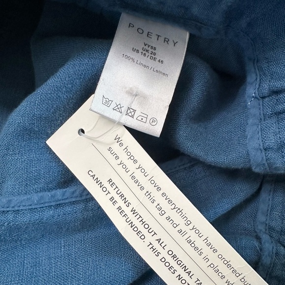 Poetry Women’s Pull On Pants 100% Linen Size 16 Leg Pockets - Picture 14 of 16